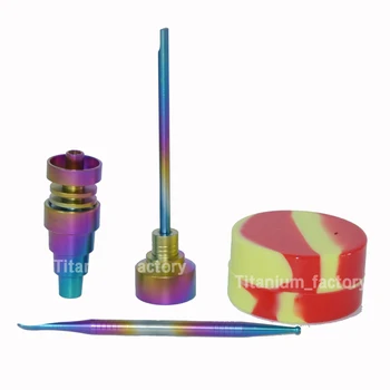 

10&14&18mm colorful Adjustable Titanium Nail Tool Set Domeless GR2 Titanium Nail with Carb Cap Dabber Tool Slicone Jar Dab