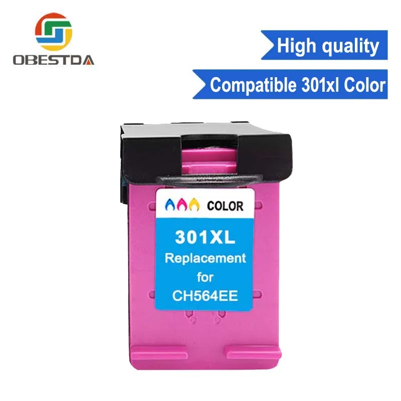 Obestda 301XL Refilled Ink font b Cartridge b font Replacement for HP 301 xl TRI COLOR