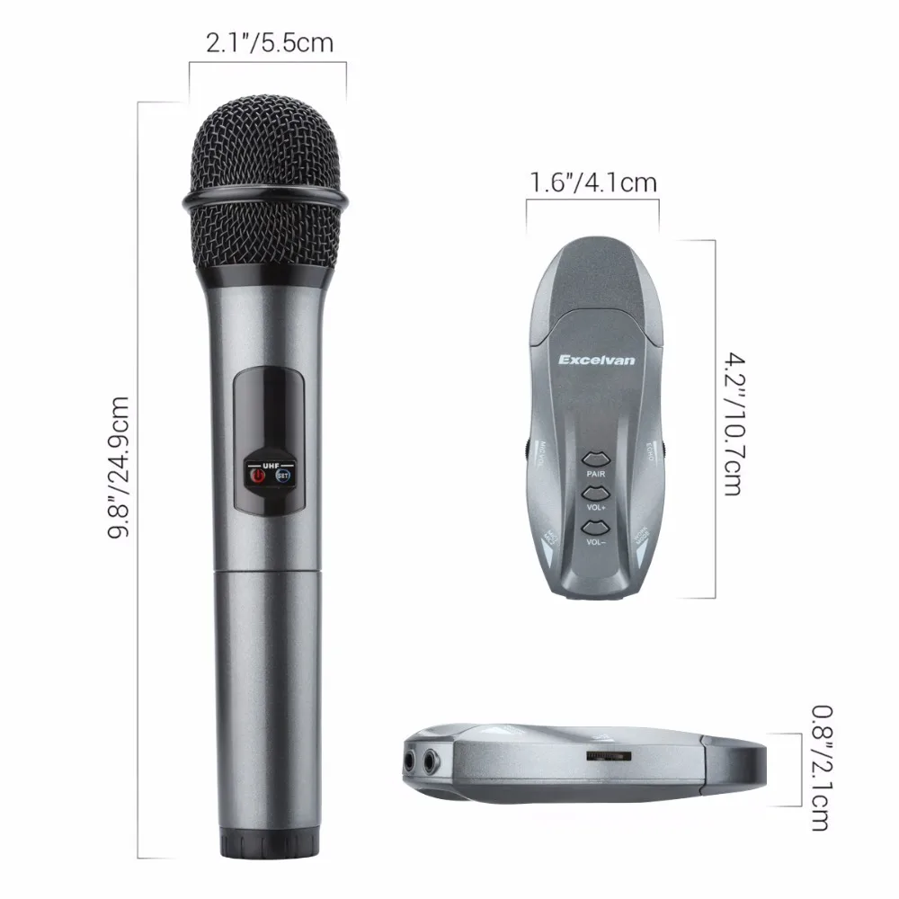 Excelvan K18U профессиональный Bluetooth два ручных микрофона с UHF беспроводной микрофон