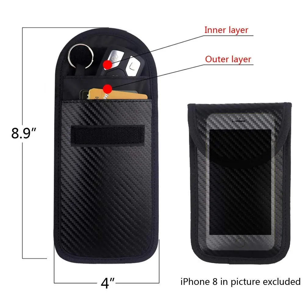 Car Key Signal Blocker Case Keyfob Safety Bag Keyless Cell Phone Signal Blocking Pouch WIFIGSMLTENFCRF Blocker For Bank Card-3