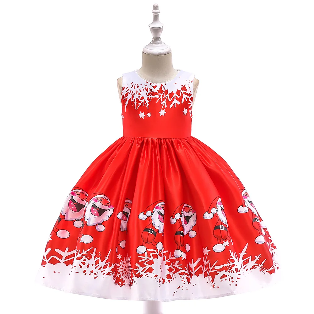 

New Year Girl Christmas Dresses Baby Winter Snowman Holiday children girl christmas dresses Santa Claus Costume princess dress