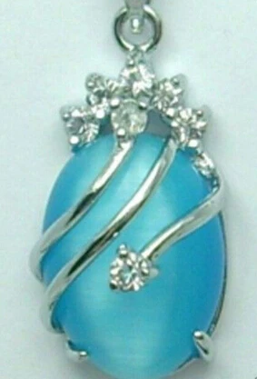 

Free shipping >>@>> Hot sell New Blue Crystal Silver Plated Pendant Necklace