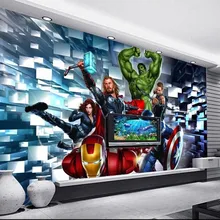 Комиксы обои игровая комната бар интернет кафе настенные украшения обои 3D мультфильм Мстители Фреска