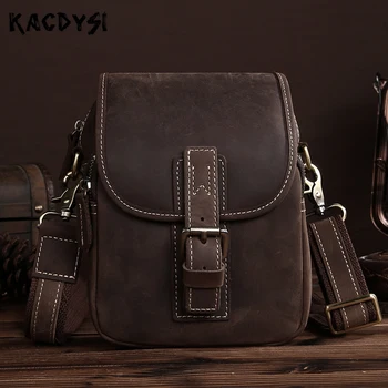

Real Crazy Horse Leather Retro Men Messenger Bag Multifunction Cowhide Small Satchel Purse Leisure Mens Cross Shoulder Bag New