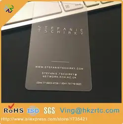(500 шт./лот) Лидер продаж Пользовательские печати прозрачный ПВХ бизнес-визитная карточка