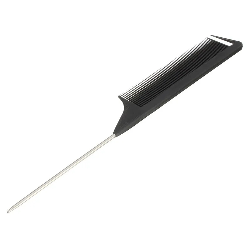 

New 1PCs Black Fine-tooth Metal Pin Anti-static Hair Style Rat Tail Comb 220x28x4mm Hair Styling Tool For Beauty