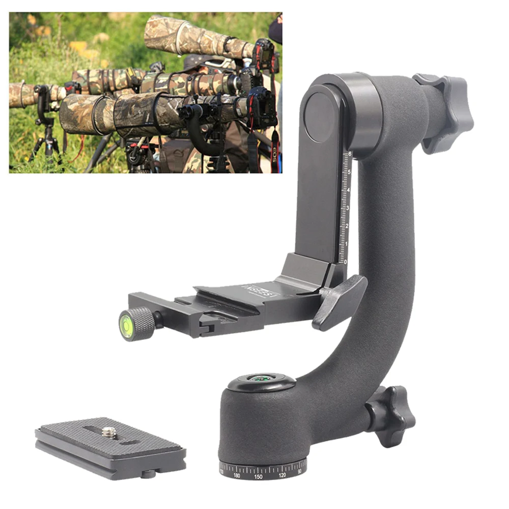 

INSEESI Professional Camera Telephoto Lens Panoramic 360 Degree Gimbal Tripod Head 1/4 Screw for QZSD Q999s Q666 Zomei Tripod