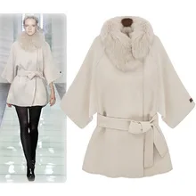 2016 Autumn and Winter New Fashion Women’s Cape Outwear with Hooded Overcoat Three Quarter Sleeve Female Woolen Jacket Coats