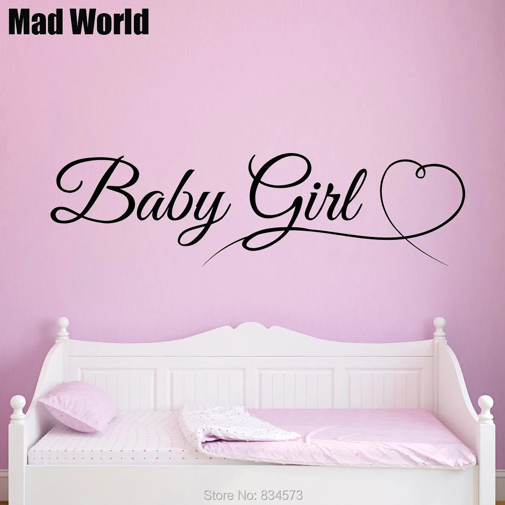 Mad World BABY GIRL Children Kids Heart Wall Art Stickers Wall Decal