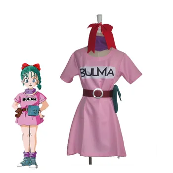 

Anime Dragon Ball Bulma Cosplay Costume Halloween Carnival Uniforms Red Short Sleeve Women Fancy Dresses Custom Made