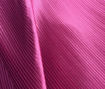

2 meters 150cm 59.05" width peach pink fine stripe crumple accordion pleated faux silk satin fabric for summer MM343