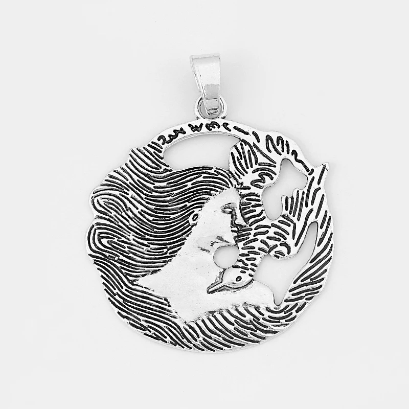 

2pcs Antique Silver Carved Ocean Beauty Fair With Seagull Large Charms Pendant For Necklace Jewelry Findings Material 63*57mm