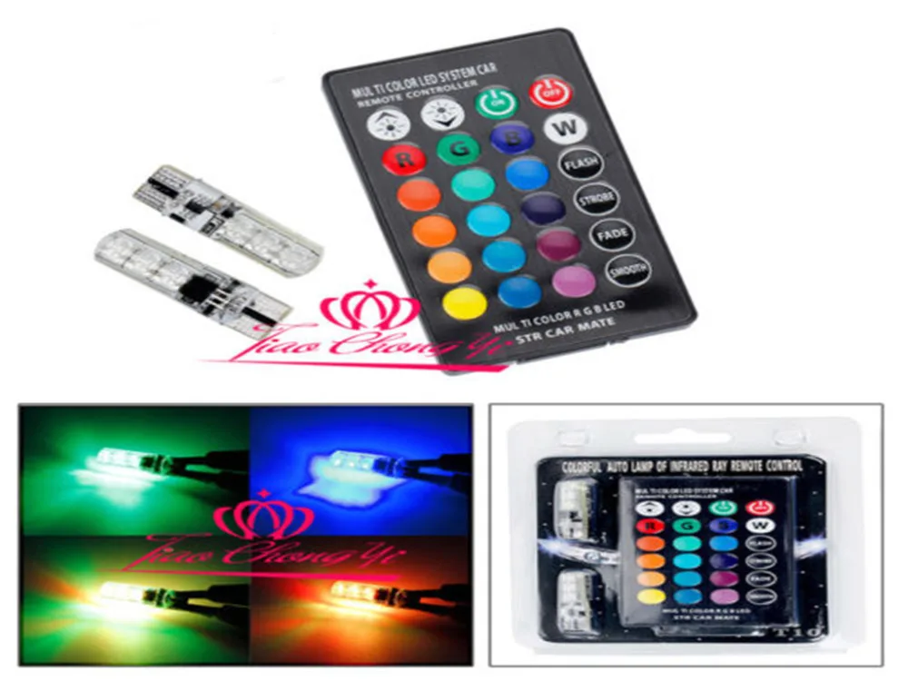 

2x-T10-6SMD-5050-RGB-LED-Car-Wedge-Side-Light-Reading-Lamp-Bulb-Remote-Control
