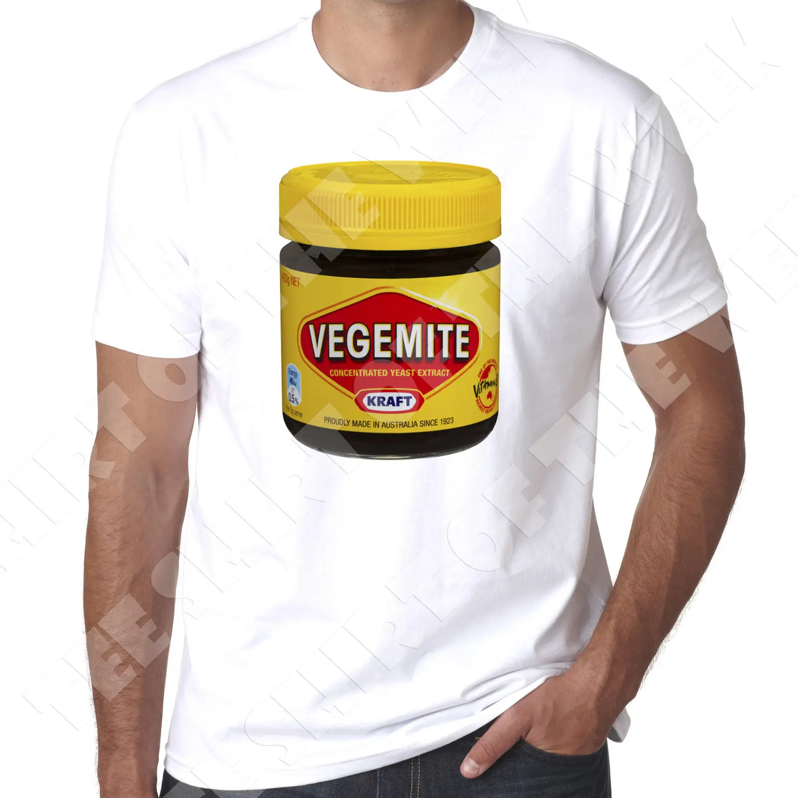 Vegemite австралийские мужские белые футболки с принтом Распродажа дешевых футболок