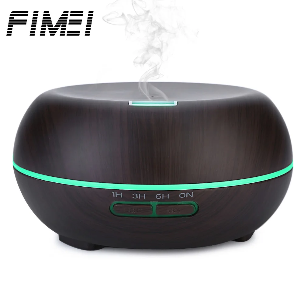

200ml Fimei Essential Oil Diffuser Air Humidifier Wood Grain Aroma Diffuser Mist Maker Color Changing LED Lights Electric Aroma