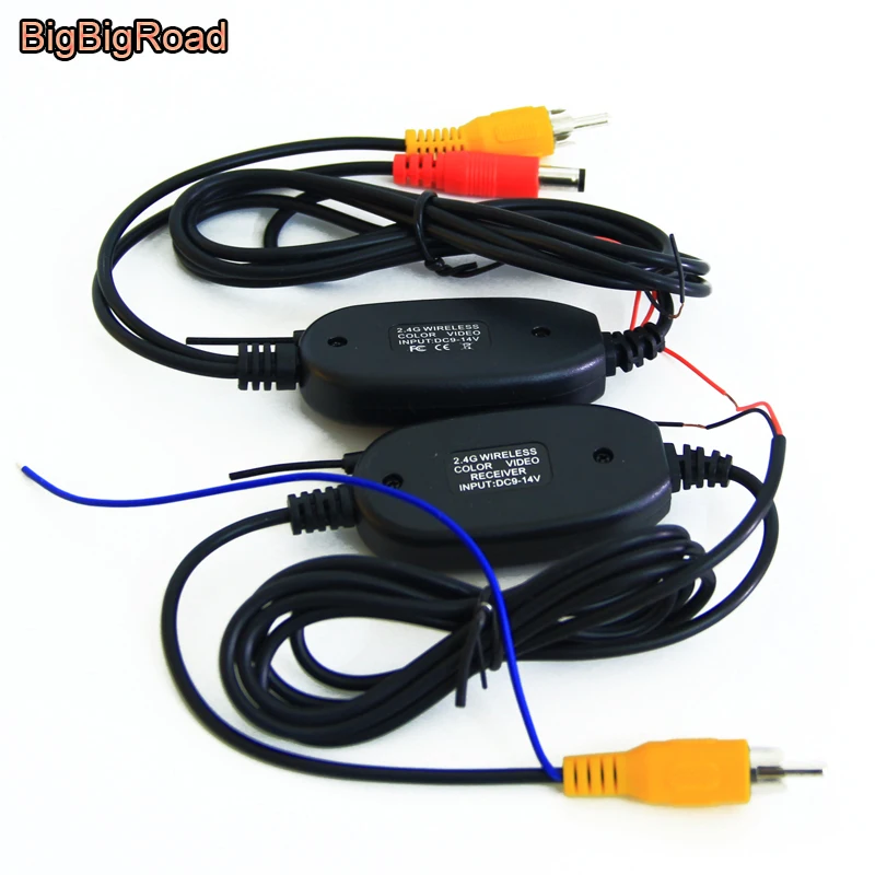 

BigBigRoad 2.4G Wireless RCA Video FM Transmitter Receiver Kit with trigger wire for Car Monitor Rear view Reverse Backup Camera