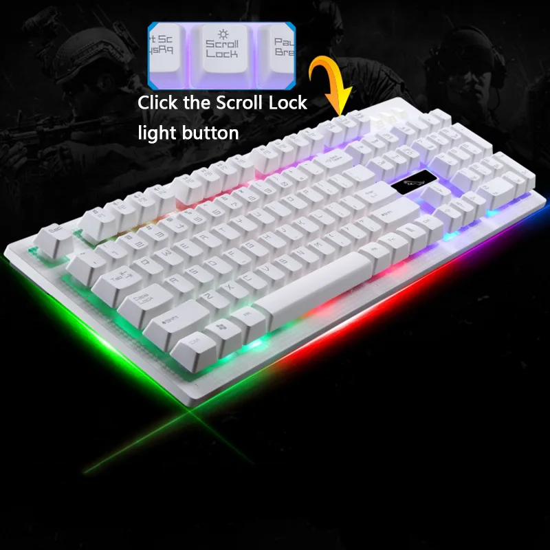 

104Keys Gaming Keyboard USB Wired Mechanical Keyboard RGB LED Backlit Gaming Computer Keyboard LED Light for PC Desktop