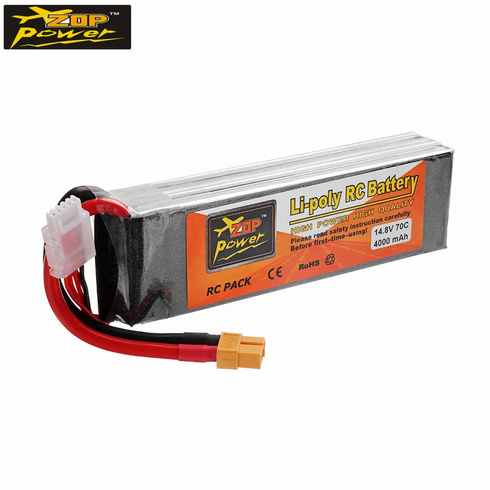 ZOP питания 14 8 V 4000 мА/ч 70C 4S Перезаряжаемые Lipo Батарея с XT60 разъем для модели RC
