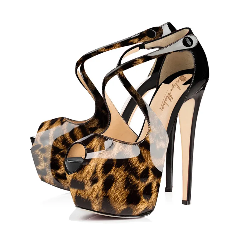 Onlymaker/Брендовые женские туфли-лодочки на очень высоком каблуке с леопардовым принтом модельные туфли-лодочки на платформе с открытым носком свадебные вечерние туфли