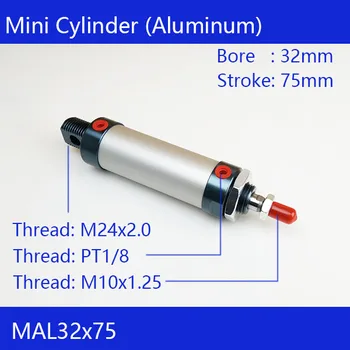 

Free shipping barrel 32mm Bore 75mm Stroke MAL32x75 Aluminum alloy mini cylinder Pneumatic Air Cylinder MAL32-75