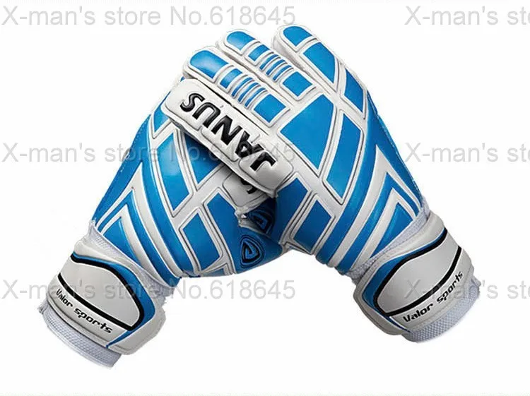 Толстые Proessional футбольные перчатки вратаря дышащая Футбол защитные перчатки латексная ладонь цвет: черный, синий вратарь перчатки L171