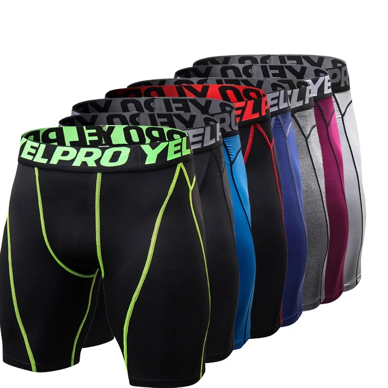 

2019 New Elasticity Breathable Mens Shorts Quick Dry Fitness Tight Running Shorts Men's Gym Sportswear Basketball Shorts