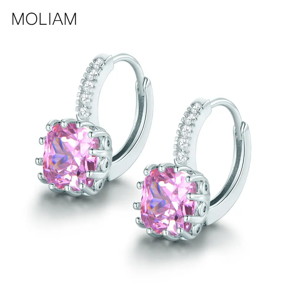 

MOLIAM Hoop Earings for Women Silver Color AAA Cubic Zirconia Crystal Earrings Fashion Jewelry Bijoux Hot Sale MLE001