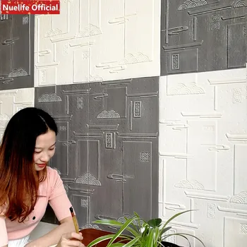 

3d Chinese pattern foam wall stickers living room bedroom kids room office TV background shop anti-collision PE wall stickers