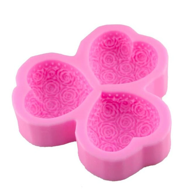3D Любовь Сердечко-Роза Форма Сахар ремесло силиконовые формы помадка торт шоколадные формы украшения выпечки Инструменты - Цвет: pink