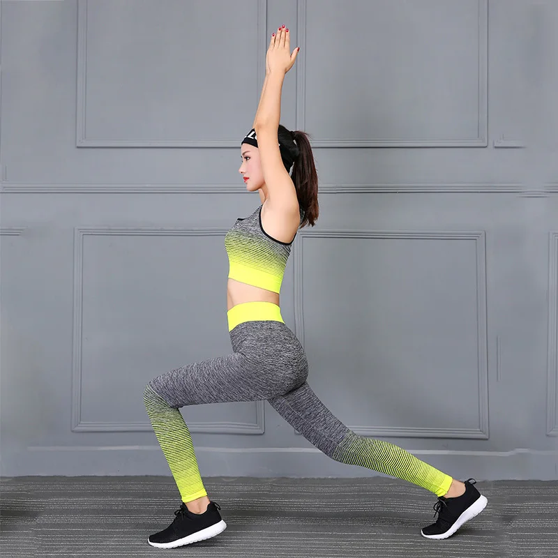 

Seamless Yoga Set Women Fitness Clothing Sportswear Woman Gym Leggings Push-up Sports Pant+Bra 2 Pcs Sports Suits Free Size