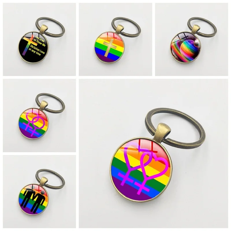 BE PROUD GLASS BEADS LBGT KEYRINGS GAY PRIDE RAINBOW KEYRING