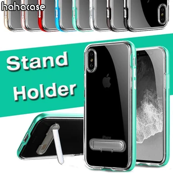 

50pcs Hybrid Hard PC Frame Protective Back Case With Plastic Stand Holder For iPhone 11 Pro Max XS XR X 8 7 6 6S Plus Cover