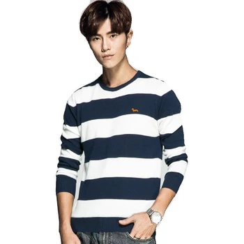 

Pullover Men Brand Embroidered puppy cotton Clothing 2019 Autumn Winter Wool Slim fit Sweater Men Casual Striped Pull Jumper Men
