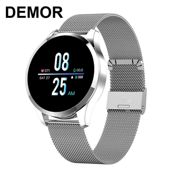 

DEMOR Q9 Smart Watch Connected Heart Rate Tracker Blood Pressure Monitor Men Women Sports Metal Smartwatch for iOS Android Phone