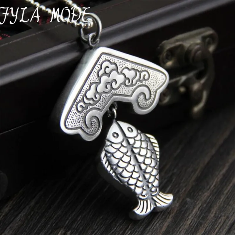 

Hot Sale Cute Double Fish Pendant Necklace For Women Kissing Fish Jewelry For Party 999 Pure Silver Jewelry Wholesale TYC265