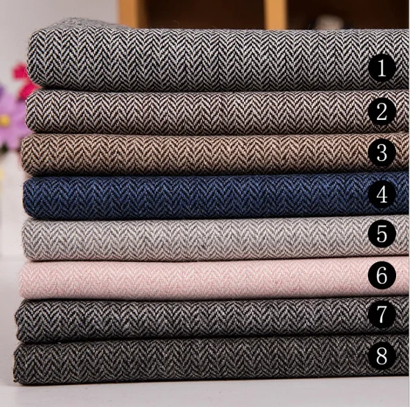 Free ship herringbone weaved 20% wool tweed fabric price for 3 yards 59"
