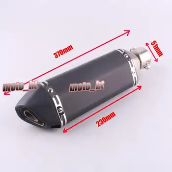 

51mm Inlet Connector Exhaust Pipe Total 370mm, Black Color, Stainless Steel Universal