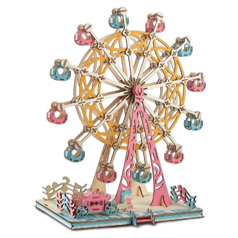 

High Quality Simulation Building Happiness Ferris Wheel 3D Jigsaw Puzzle DIY Handmade Early Learning Education Toys for Children