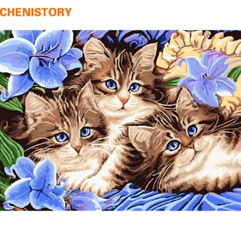 

CHENISTORY Cat Family Animals DIY Painting By Numbers Kit Wall Art Picture Hand Painted Oil Painitng For Home Decor 40x50cm Arts