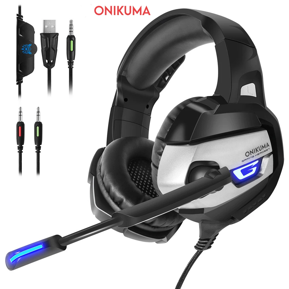 ONIKUMA K5 Gaming Headphones Deep Bass Stereo Game Headset with USB LED