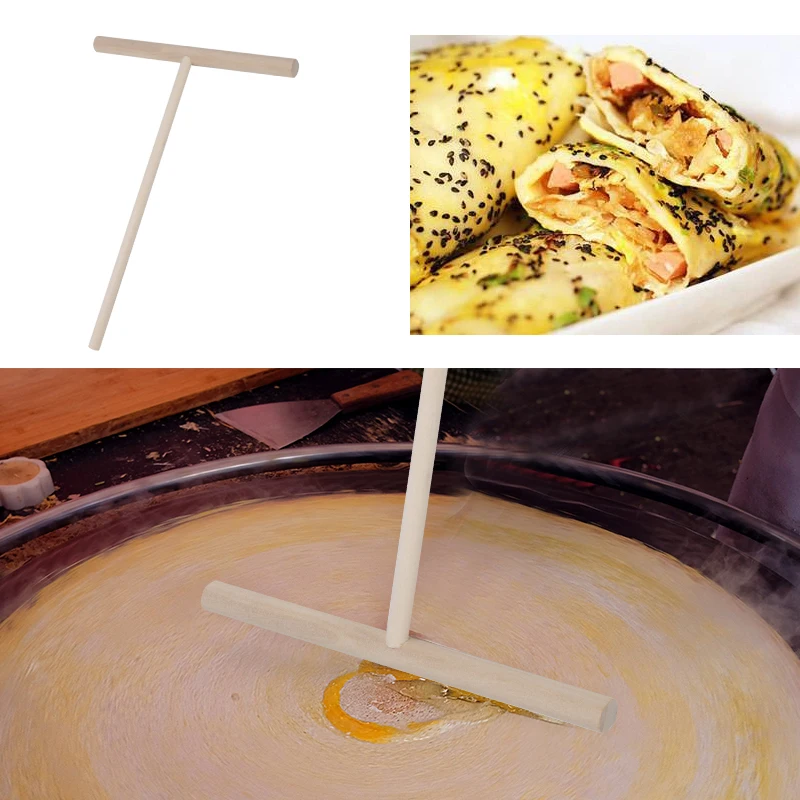 Практичная Т-образная блинница, блинное тесто, деревянная распределительная палочка, многофункциональный набор для торта, сделай сам, домашний кухонный инструмент
