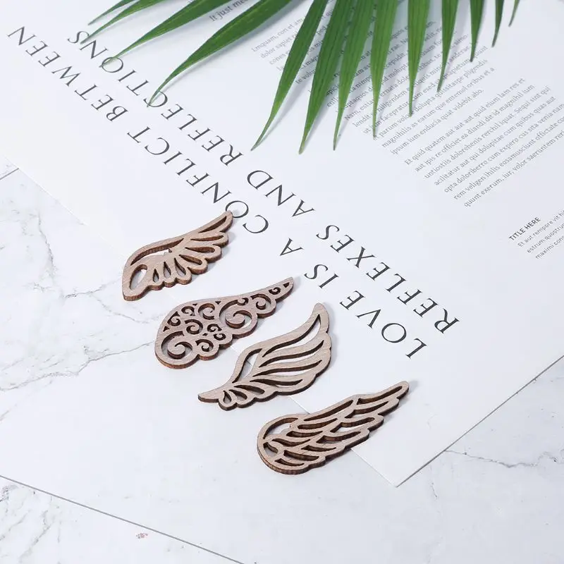 

10pcs Laser Cut Wood Embellishment Wooden wings Shape Craft Wedding Decor