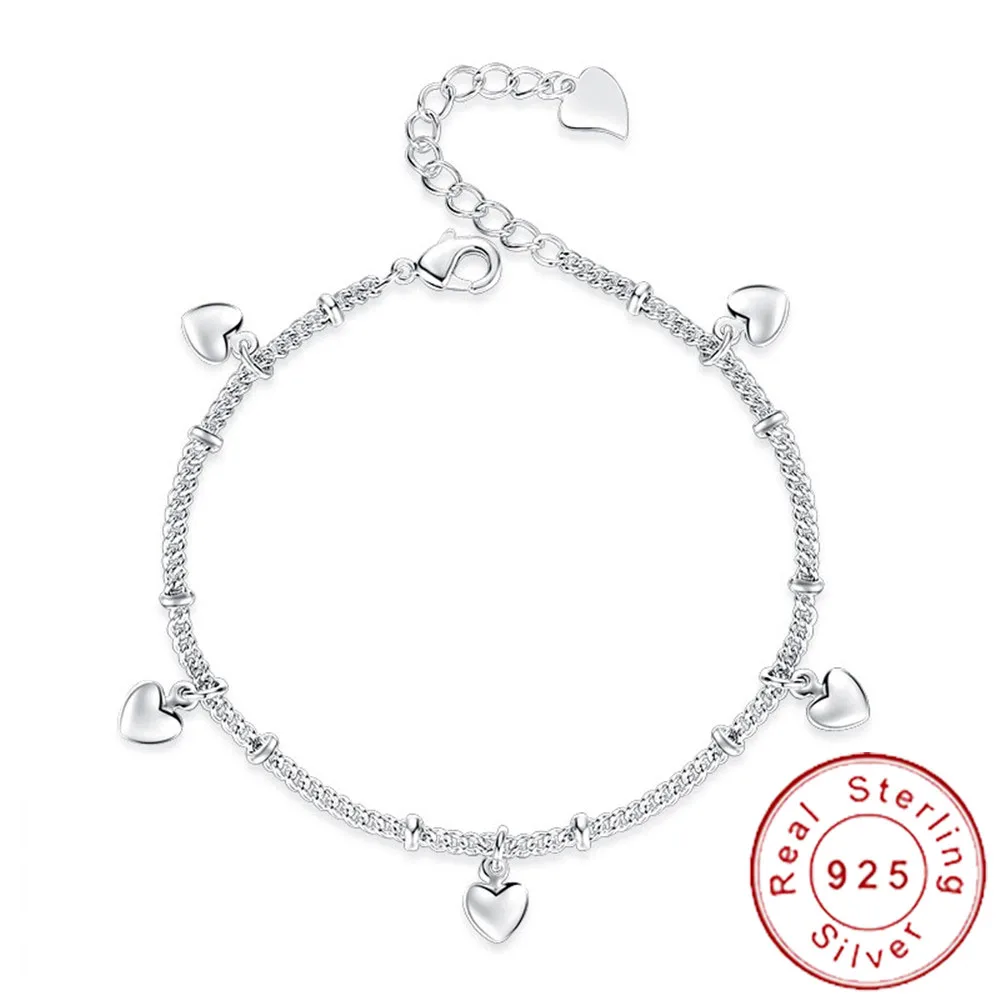 925 пробы, серебряный, крошечное сердце, женский браслет, Armbanden, браслет для любви, Braslet, подарок на День святого Валентина для девушек, Braslet SB016