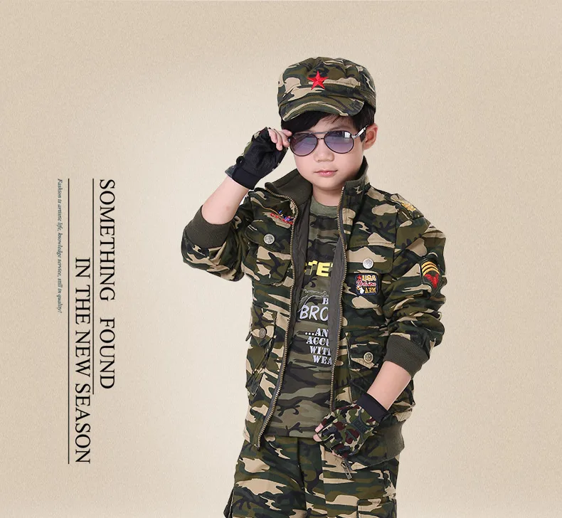 S ~ 3XL камуфляжная Униформа скаутов для мальчиков, весенний военный костюм, детская наружная тренировочная форма, тренировочная одежда для