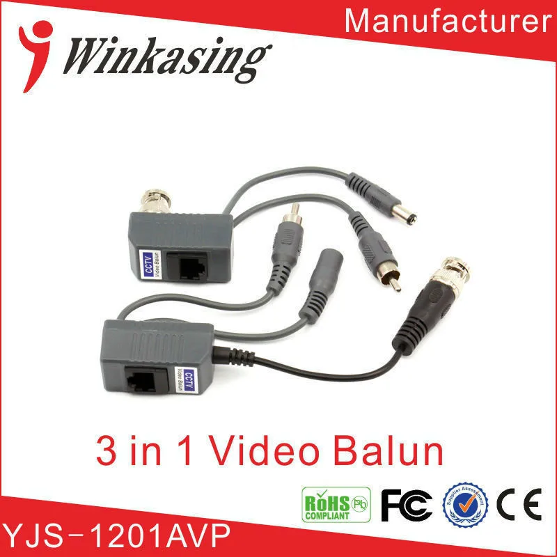 CCTV Camera Passive Audio Video Balun Transceiver BNC UTP RJ45 Video