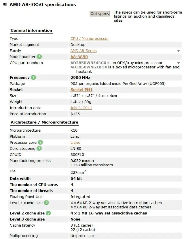 Процессор AMD A8-series A8-3850 a8 3850 2,9 ГГц четырехъядерный процессор FM1