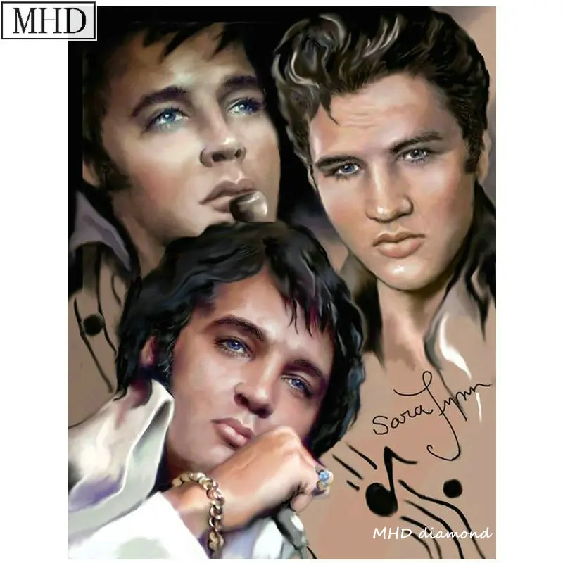 MHD Elvis Rock King Portrait 5d diy Diamond Painting Cross Embroidered Rhinestone Mosaic Home Decor Kit 40x50cm | Дом и сад