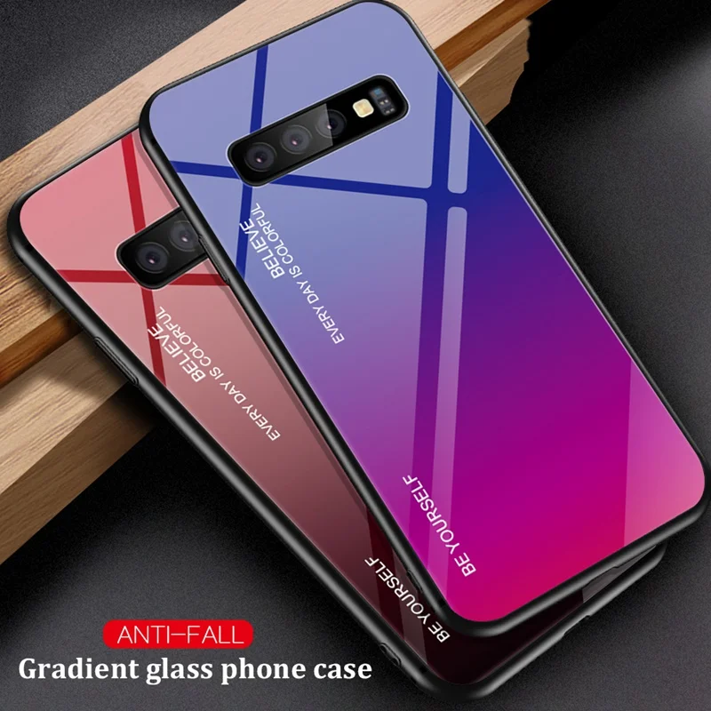 Чехол для телефона из закаленного стекла Samsung Galaxy S8 S9 S10 Plus S10E силиконовый чехол