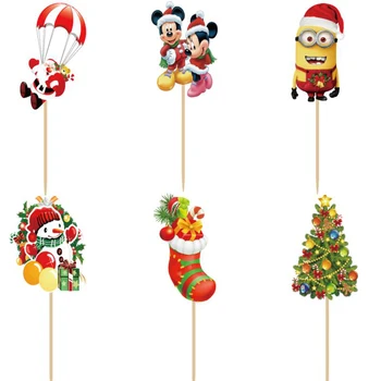 

720pcs Mickey Minnie Christmas series cake Topper Picks birthday party decorations kids Party supplies decoration fiestas