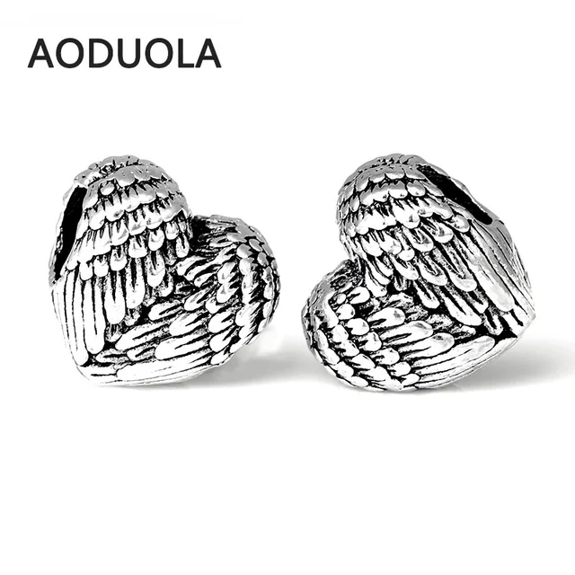 10 Pcs a Lot Heart Angel Wings charm Beads for jewelry making DIY Big Hole Space 10 Pcs a Lot Heart Angel Wings charm Beads for jewelry making DIY Big Hole Space